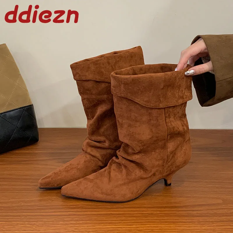 botas-hasta-el-tobillo-con-borde-vuelto-para-mujer-zapatos-finos-de-tacon-bajo-calzado-con-punta-estrecha-botas-cortas-para-mujer-zapatos-sin-cordones