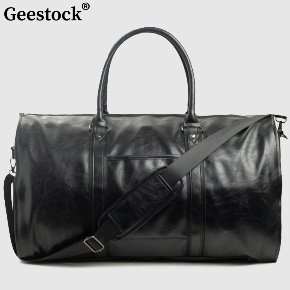 Geestock Convertible Travel Garment Bag Carry on Duffel Bag for Men Women 2 in 1 Hanging Suit Storage PU Business Travel Bag ﻿