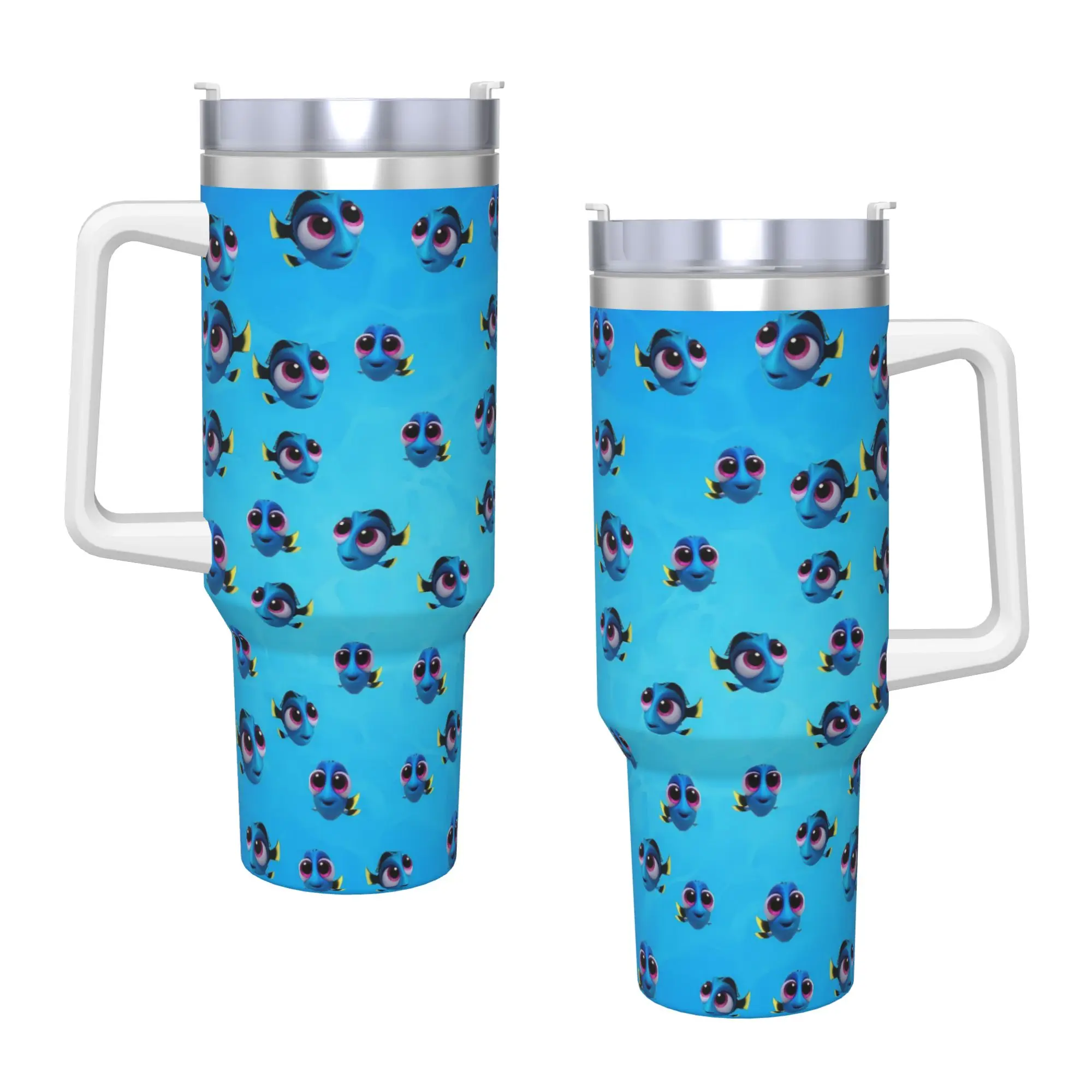 Custom Kawaii Finding Nemos Stainless Steel Tumbler Thermal Mug With Straws and Lid Large Capacity Car Mugs Drinks Water Bottle