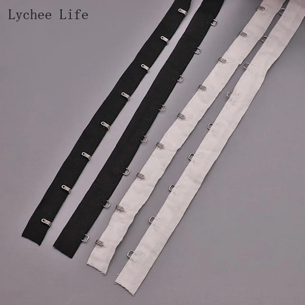 Lychee Life 1Yard Single Row Cotton Back Buckle For DIY Sewing Crafts Bra Extenders Hook Eye Tape Clothing Home Decoration