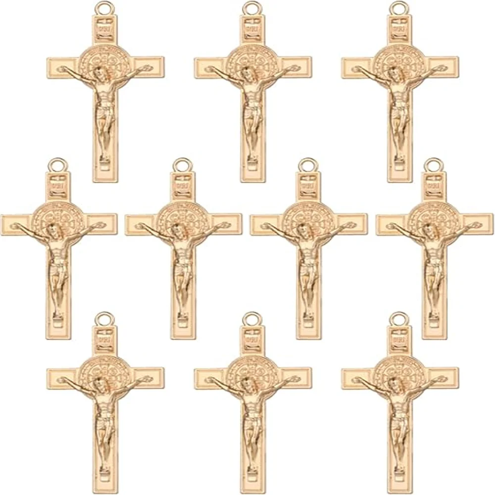 Diyalo 10pcs st. Benedict Exorzismus Kruzifix Kreuz Anhänger katholischer religiöser Heiliger handgemachtes Gebet – Detail 1