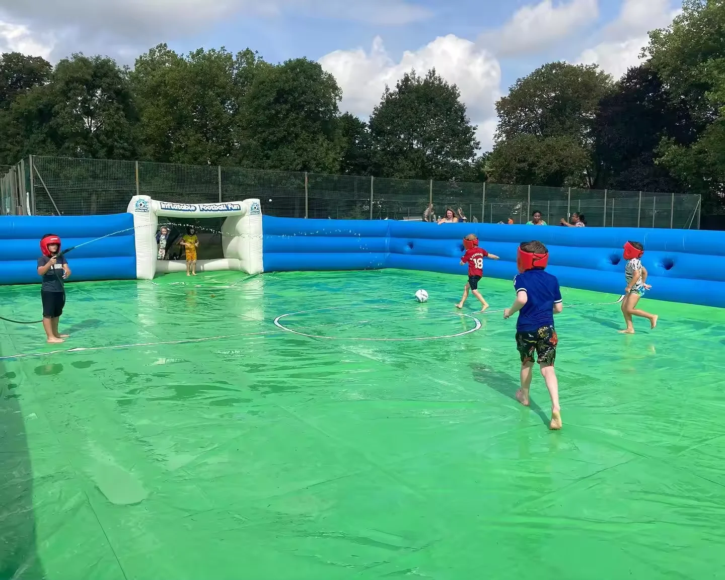 

The Latest Commercial Water Football Field Inflatable Football Field Outdoor Water Football Field Kids Inflatable Playground