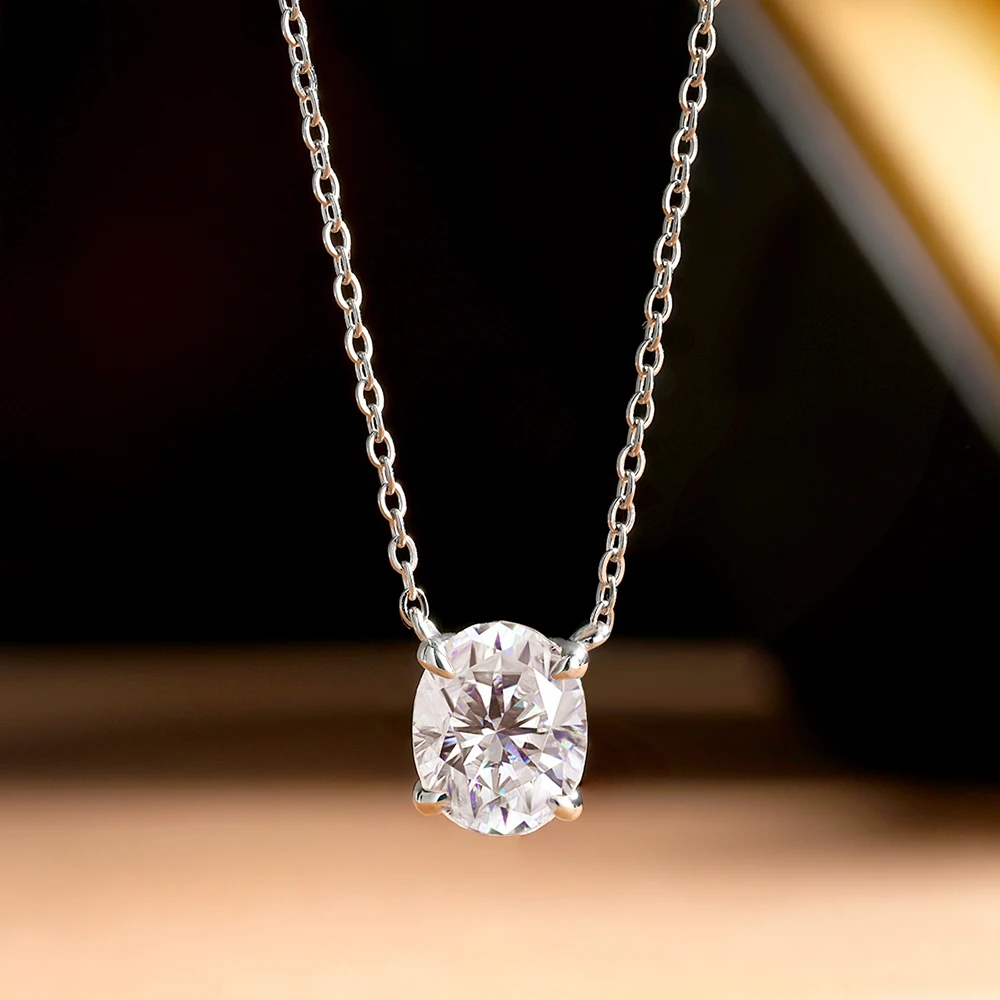

Serenity 1ct 2ct 3ct Oval Cut D Moissanite Necklace for Women Girl Gift S925 Pendant 100% Solid Silver Chain Jewelry Wholesale