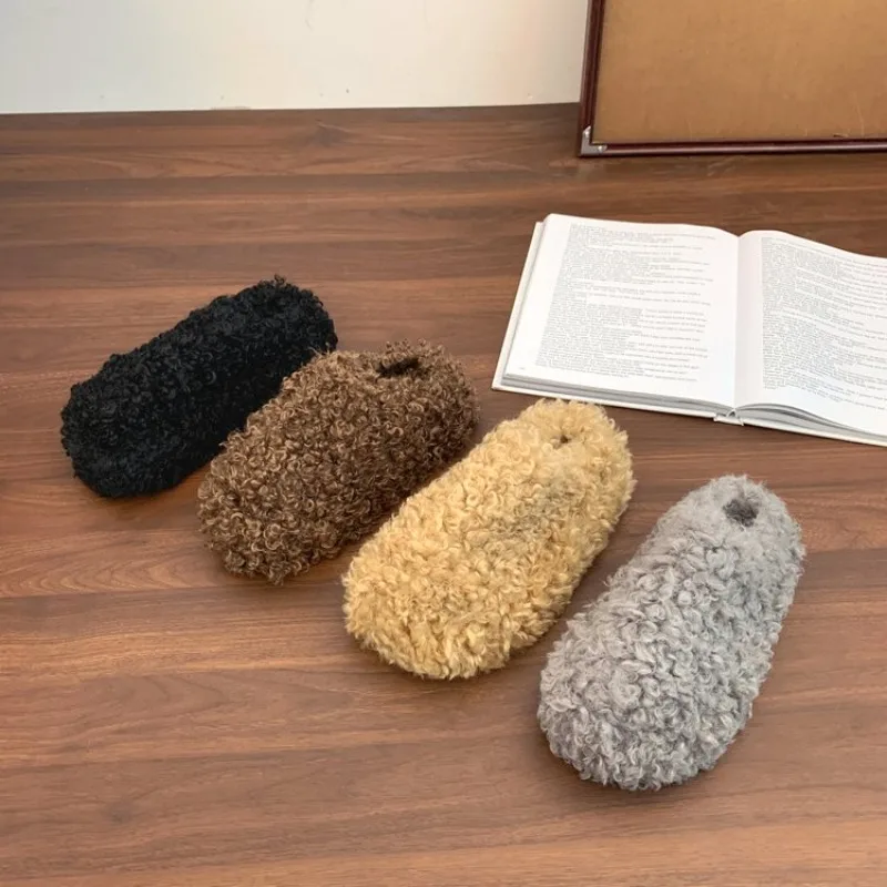 

Женские полутапочки с закрытым носком на толстой подошве на платформе, осень-зима 2022, новые теплые хлопковые тапочки, увеличивающие рост