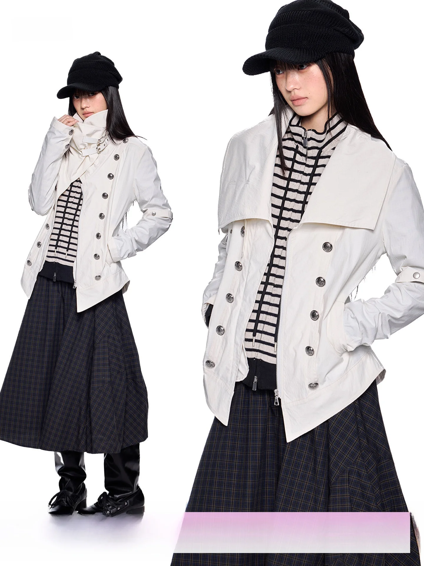 

Женская куртка EZEK с высоким воротником, металлическими элементами, приталенного кроя, весенняя, новый дизайн, в стиле ретро, повседневная, в стиле Наполеон, из хлопка