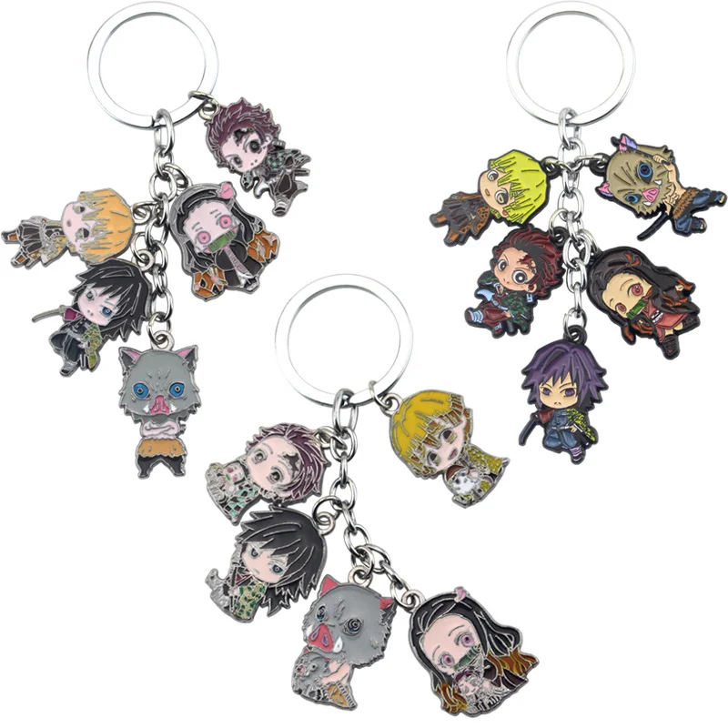 Anime Demon Slayer Portachiavi Kamado Tanjirou Acrilico Tendenza moda Portachiavi per orecchino per donna Uomo Regalo Decorazione Gioielli per auto