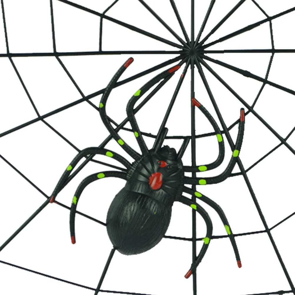 

Realistic Plastic Spider with Web Fake Spider for Halloween Decoration Scary Party Prop Trick Decor for Carnival Costume Event