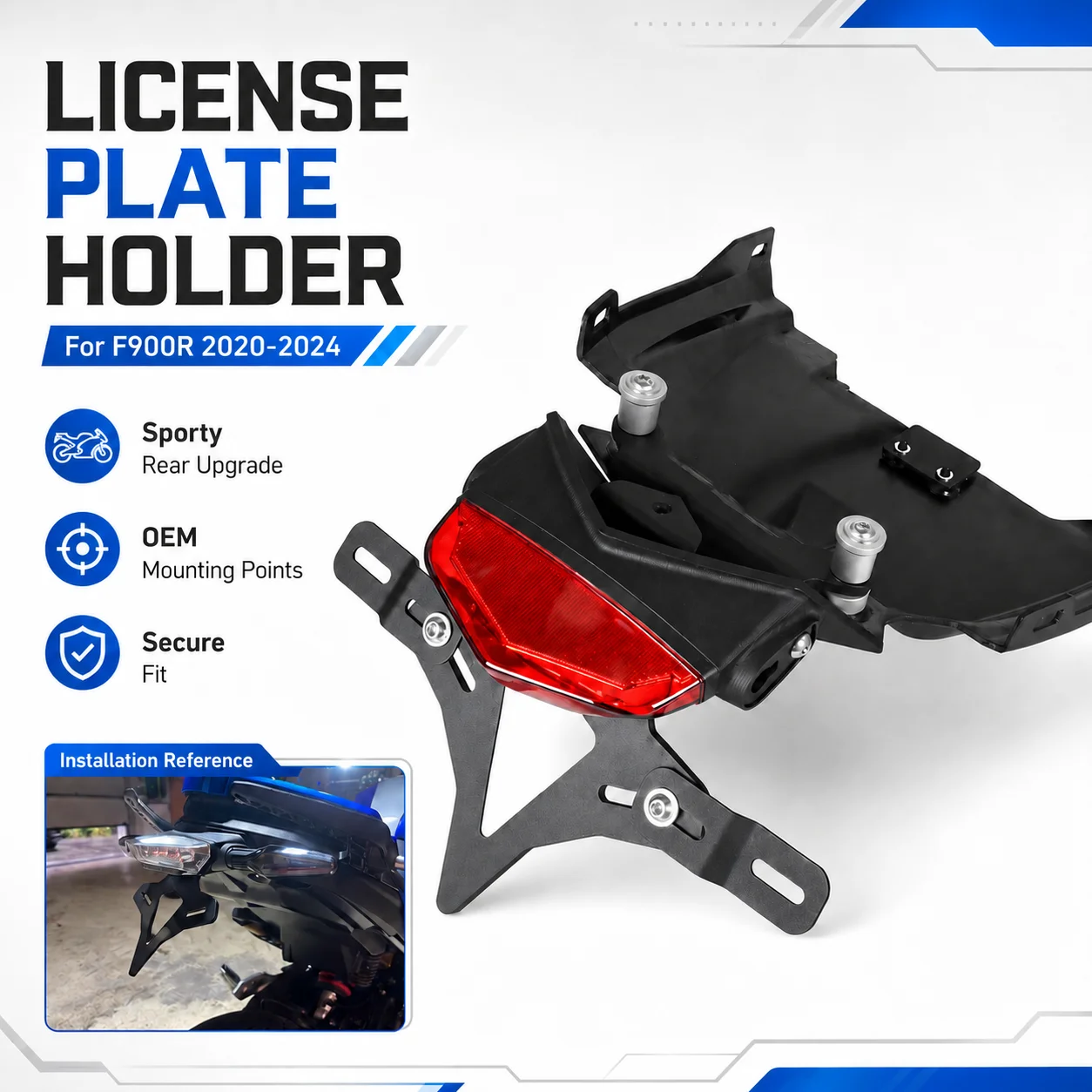 

Motorcycle Rear Short Tail Stock License Plate Holder Tailstock Bracket LED Light FOR BMW F900R F 900 R F900 R 2020-2024