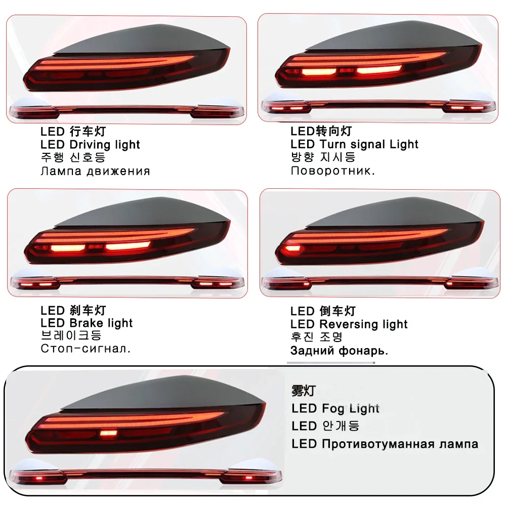 For Porsche Panamera 970.2 2010-2016 Through Tail Lights Kit Modified LED Rear Trunk Taillight Car Lamp Accessory Upgrade