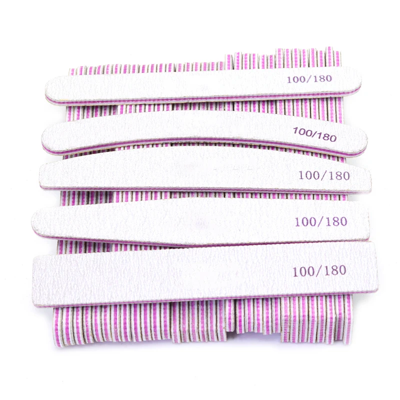 

10pcs Grey Nail Files 100 180 Professional Manicure UV Gel Nail Polish Tool 2-Side Use for Home and Personal Sanding Block Tips