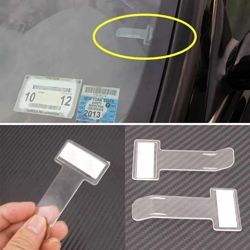 2Pcs Transparent Universal Car Parking Ticket Clip Windshield Sticker Ticket Holder Card Bill Stand Organizer Auto Accessories