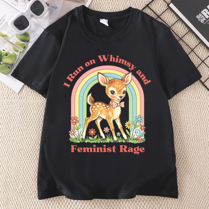 Whimsy and Feminist Rage T-Shirt, trendiges T-Shirt für Frauen, T-Shirt mit Grafik für Mädchen und Frauen, Empowerment-Grafik-T-Shirts, lässige Kurzarm-T-Shirts – Detail 4