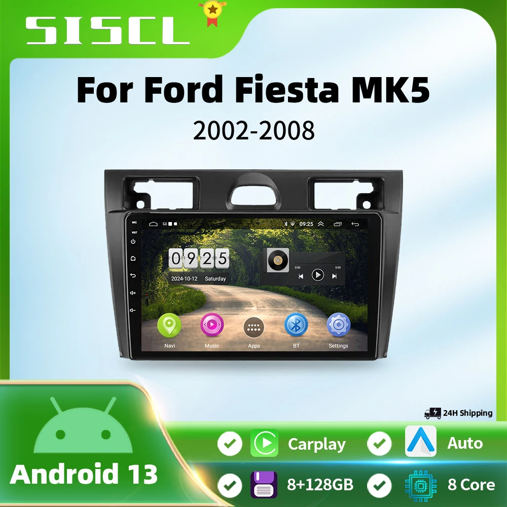 

For Ford Fiesta Mk VI 5 Mk5 2002-2008 2Din Car Radio Player Multimedia GPS Wireless CarPlay Android Auto Stereo Head Unit