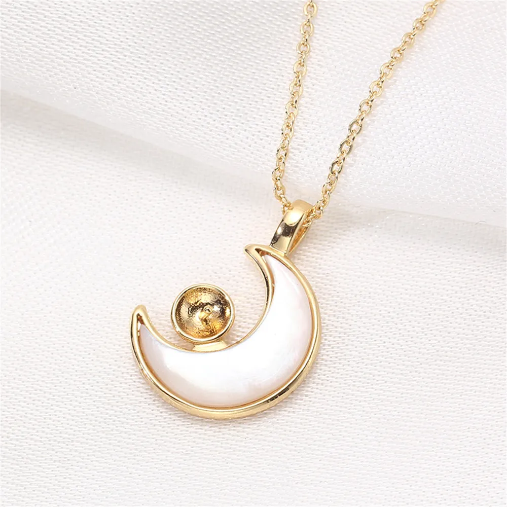 

Domestic 14k Gold Plating Color-preserving Moon Shell Pearl Necklace Pendant Jewelry DIY Accessories