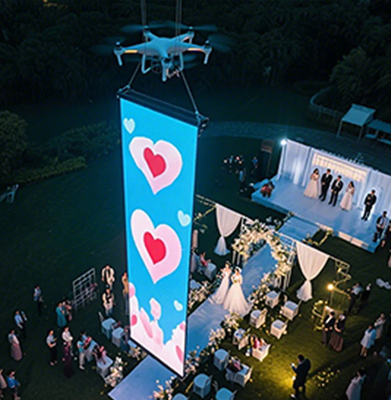 Portable Flying Led Display Screen Flexible Transparent Led Outdoor Advertising Display for Group Activities Celebratory - view 2