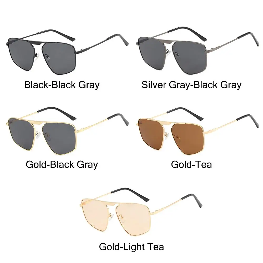 Gafas de sol de Metal poligonales irregulares para mujer, gafas de sol de un solo haz para tiro en la calle, montura grande, protección UV