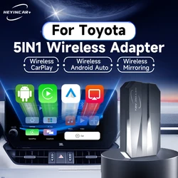 HEYINCAR-adaptador para coche, dispositivo 5 en 1 con cable a CarPlay inalámbrico, Android, para Toyota RAV4, Camry, Corolla, Crown, Highlander, Tacoma, Yaris, H1, 2024