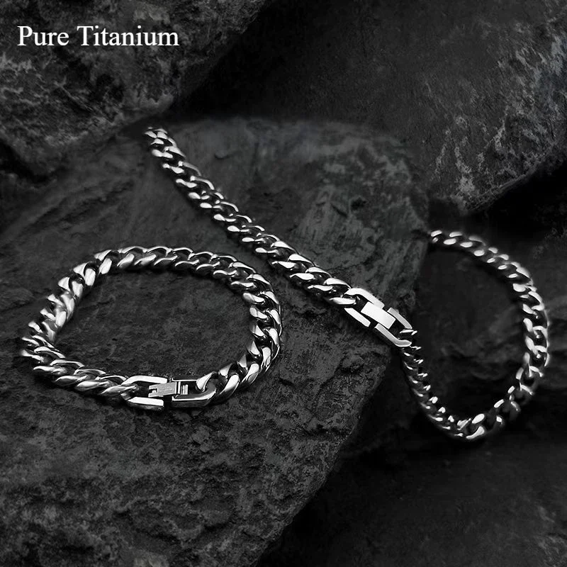 

Pure titanium denim chain necklace grinding surface 10.5 hand-polished ultra-light chain Hypoallergenic men hip-hop accessories