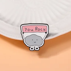 Cute Cartoon Dark Clouds Enamel Brooch Creative English Letter You Rock Lapel Pin Badge Backpack Clothing Hat Accessories