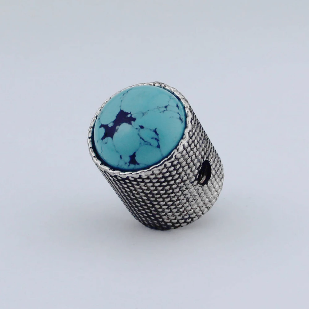 Guyker Potentiometer Knob Electric Guitar Bass Metal Control Volume Knob Blue Turquoise Surface