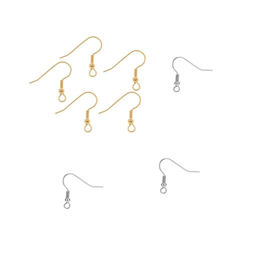 40pcs/lot Stainless Steel Earring Hooks Wire&Clasps Gold Round French Clips Hook Findings For  Making