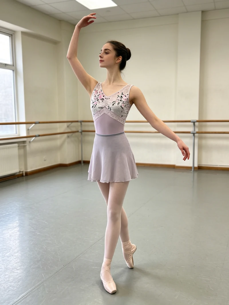 Damen Chiffon Ballettrock Kleiner Schürzen-Tutu Einfarbiger Übungs-Trikotrock Hochwertige Elegante Tanzkleidung für Erwachsene – Detail 7