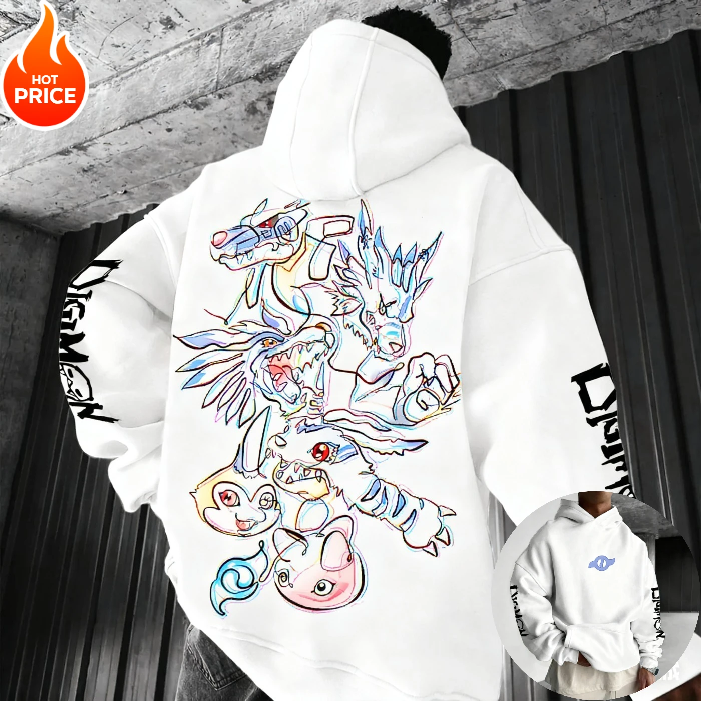 

Anime Hoodie Digimon Garurumon Autumn Harajuku Vintage Winter Men Streetwear Women Oversized Hoodie Sweatshirt Long Sleeve Top