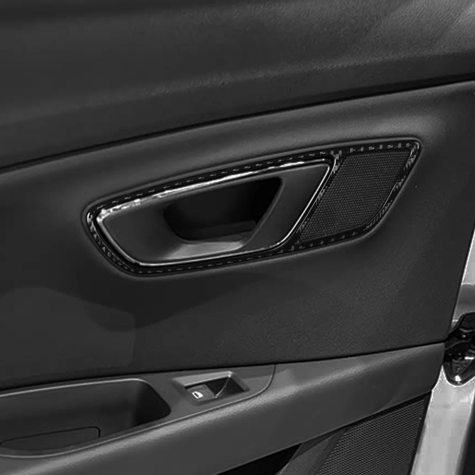 For Seat Leon MK3 2017-2019 Carbon Fiber Door Handle Switch Frame Panel Cover Trim Car Accessories Interior Decoration Sticker view 2