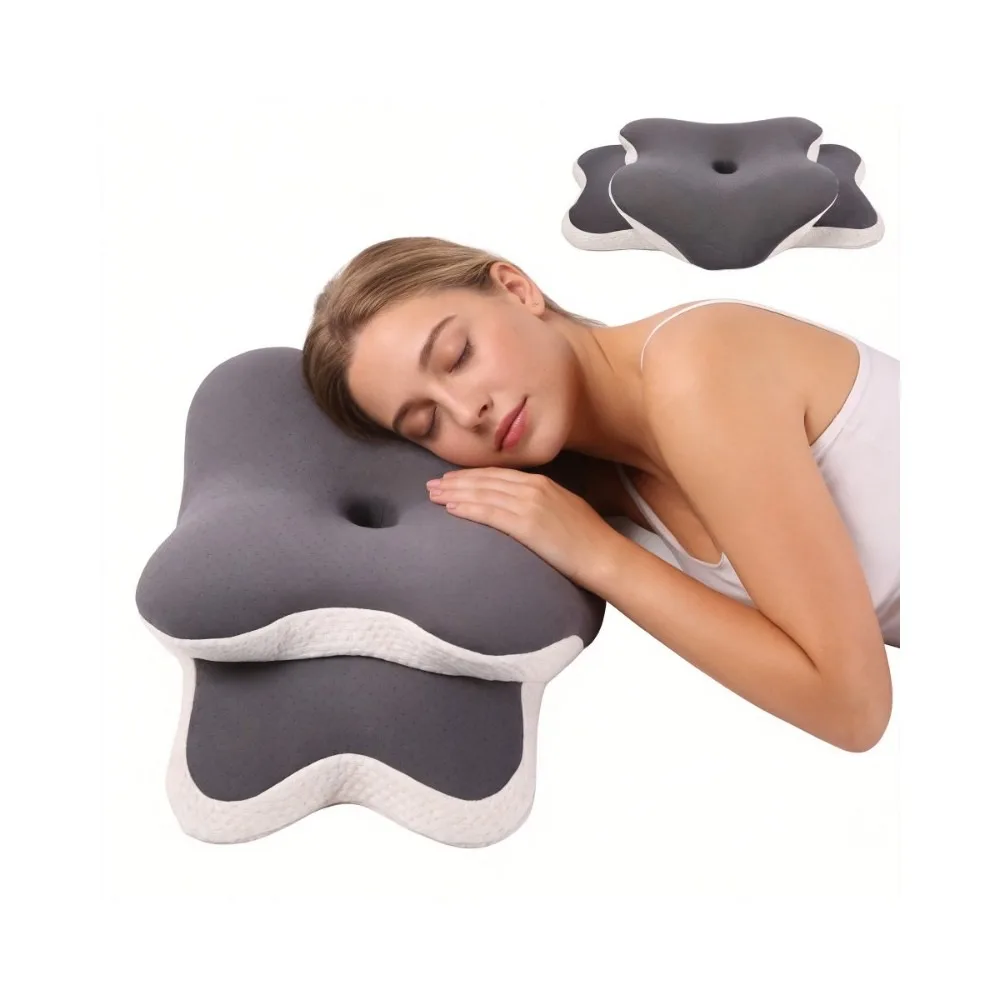 Adjustable Cervical Pillow Neck Support Sleeping Pillow with Ice Fiber Zipper Cover, Soft Lightweight for Side Back