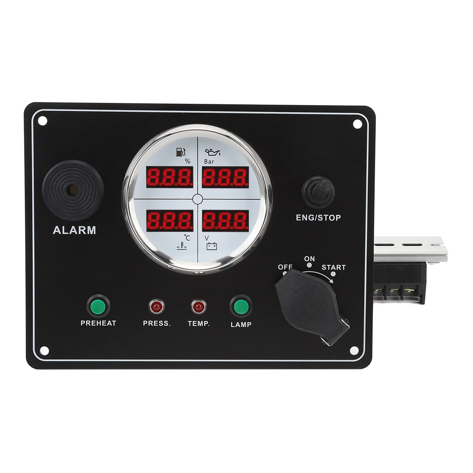 

Boat Gauges Panel Digital Display 4 in 1 Fuel Level Water Temperature Voltage Oil Pressure Meter for Yachts Speedboats White