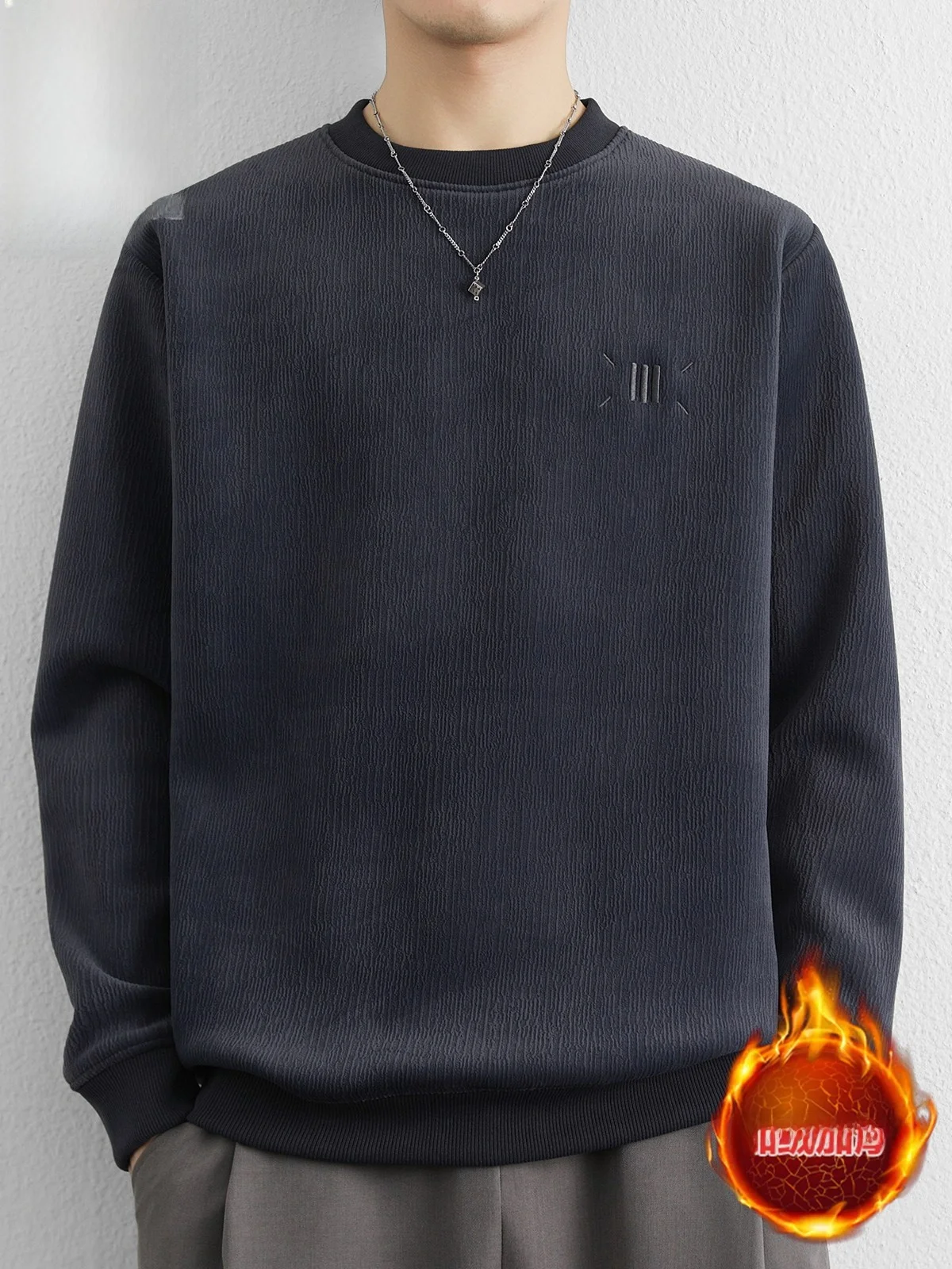 

Мужская футболка с длинным рукавом на флисовой подкладке, базовая футболка, модный брендовый повседневный свитшот для осени и зимы