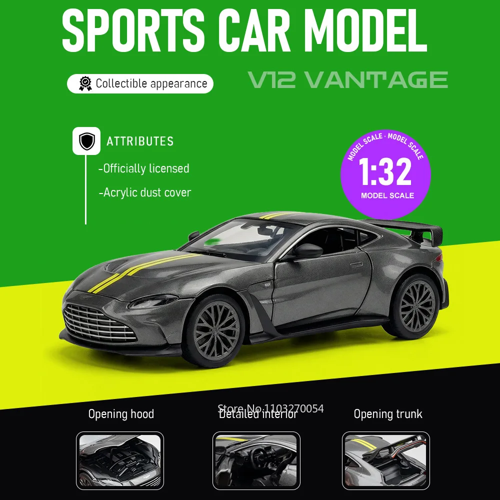 

1:32 V12 Valkyrie Toys Car Alloy Diecast Model Doors Can Opened Rubber Tire Exquisite Collectibles Birthday Gift for Children's