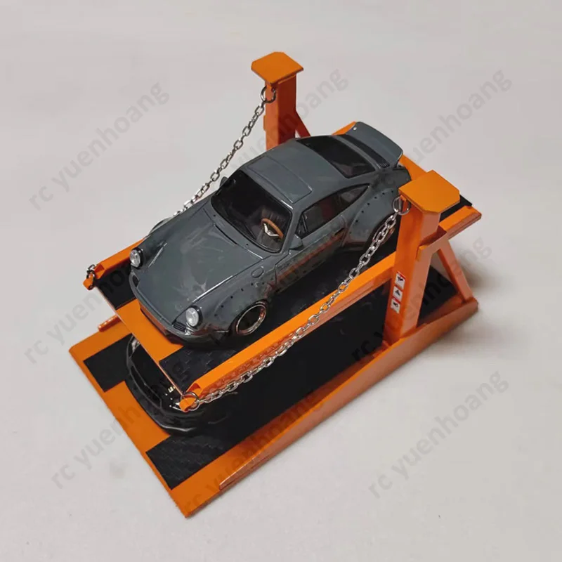 1PCS 1/64 Scale Double-deck Car Parking Lift Frame Handmade ABS Resin Static Model Garage Scene Decoration Fixed Vehicle Shelf