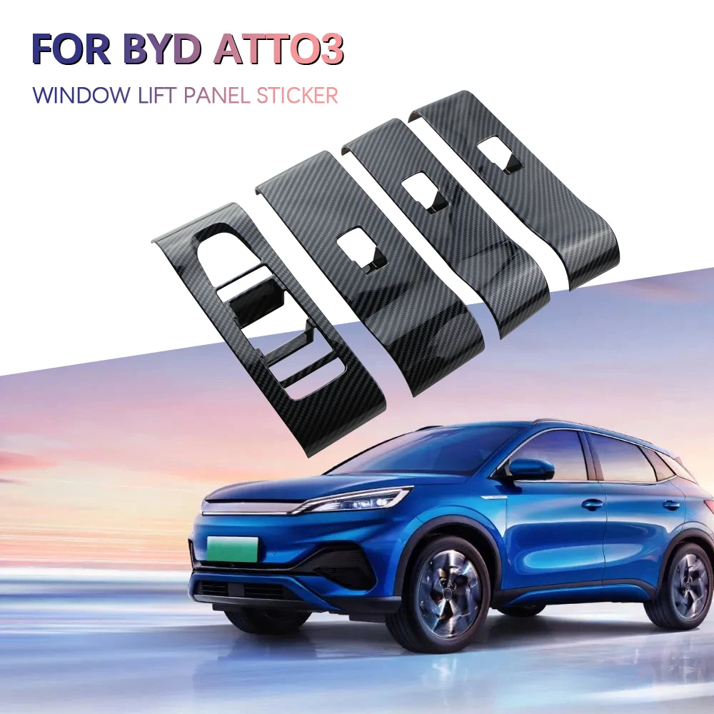 Car Window Switch Panel Sticker Frame Trim for BYD Atto 3 Atto3 2022 - 2024 4Pcs/set Door Armrest Decoration Cover Accessories
