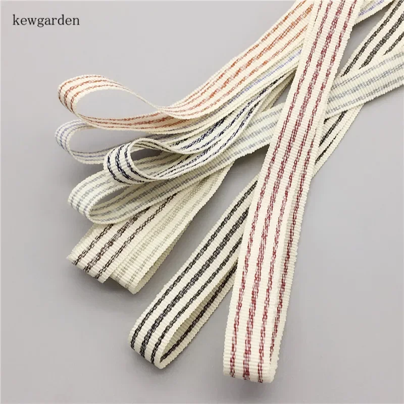 Kewgarden 40mm 10mm Double Colors Stripe Satin Ribbons DIY Bowknot Cotton Ribbon Handmade Tape Garment Accessories Riband 6 Yard