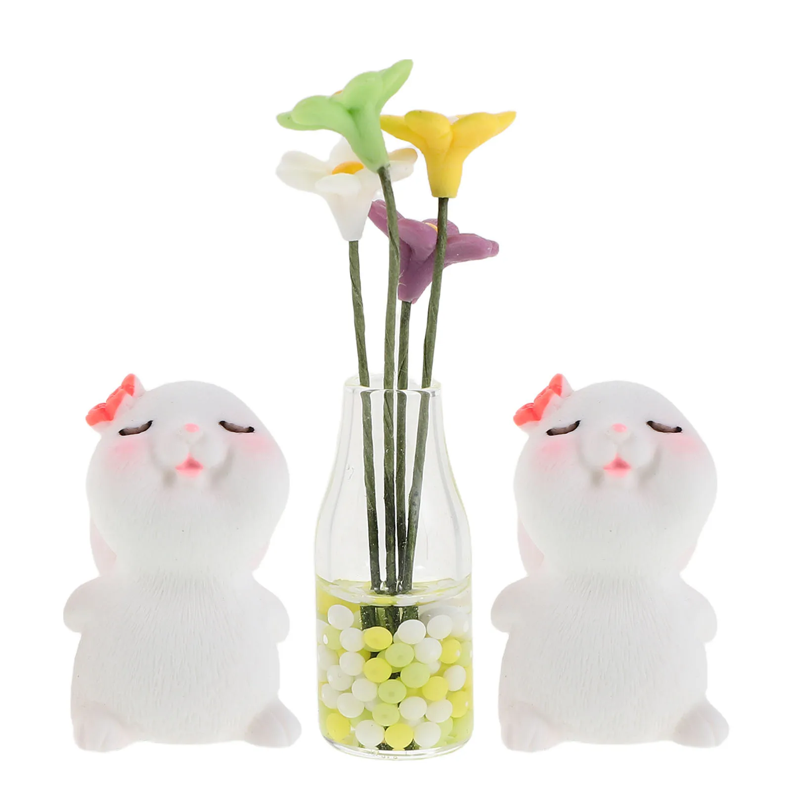 

1 set 1 Set Mini Rabbit Daisy Ornament Cute Car Dashboard Decoration For Automotive Vehicle Truck Suvs Car Interior Accessories