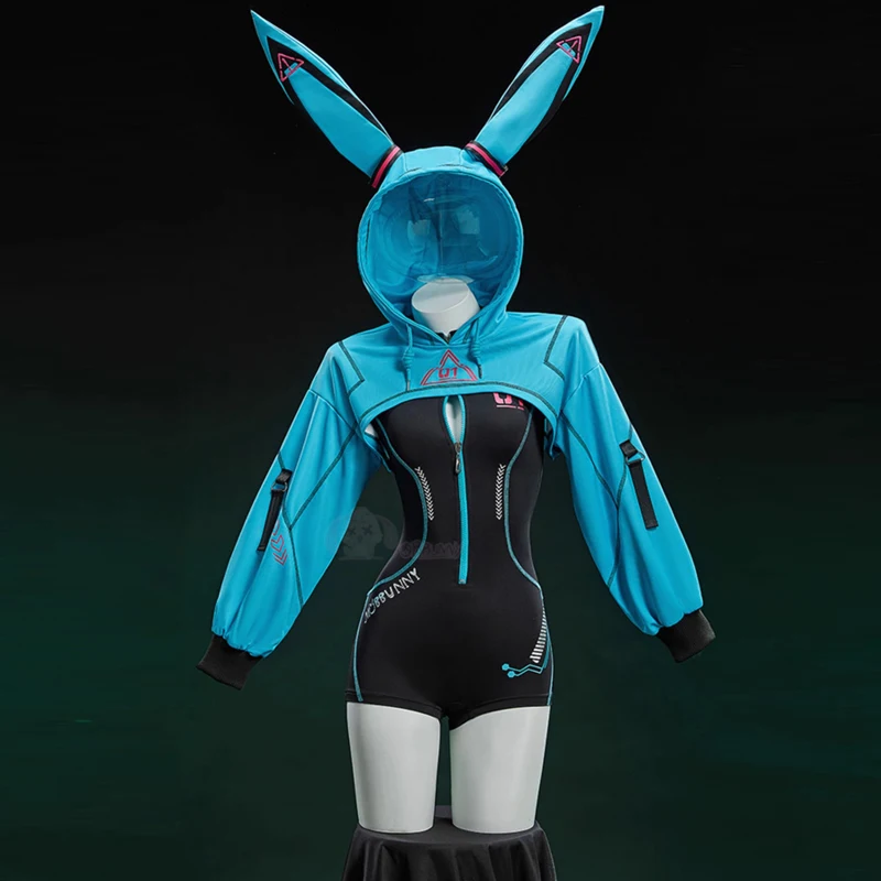 

Anime Overwatch D.va Cosplay Costume Women Cute Rabbit Ears Hooded Hoodies Zipper Bodysuit Fashion Tight fitting sports Jumpsuit