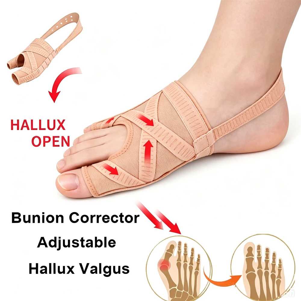 Hallux Valgus Bunion Corrector Orthotics Big Adjustable Toe Separator Thumb Correction Pedicure Foot Finger Straightener Sock