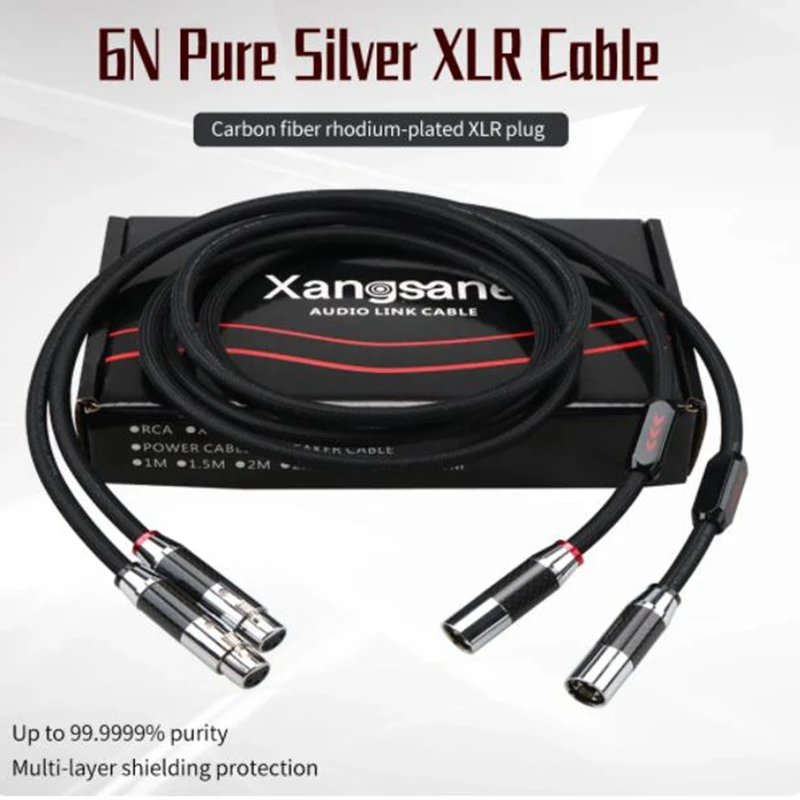 High Fidelity 6N Pure Silver Xlr Cable Carbon Fiber Fidelity Adapter Plug Amplifier CD Bile Duct Connection Interconnect Cable