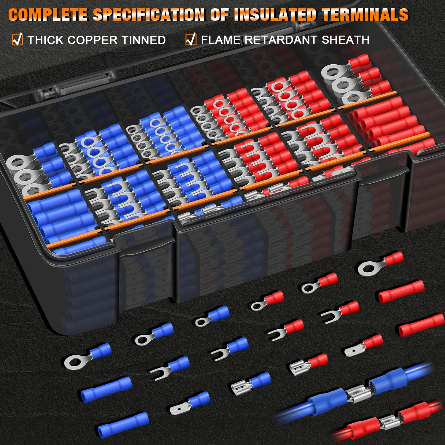 SN-02C 460 قطعة مجموعة أدوات العقص سلك معزول موصلات كهربائية مجموعة متنوعة موصلات الأسلاك المكشكش 17 أنواع محطات #3