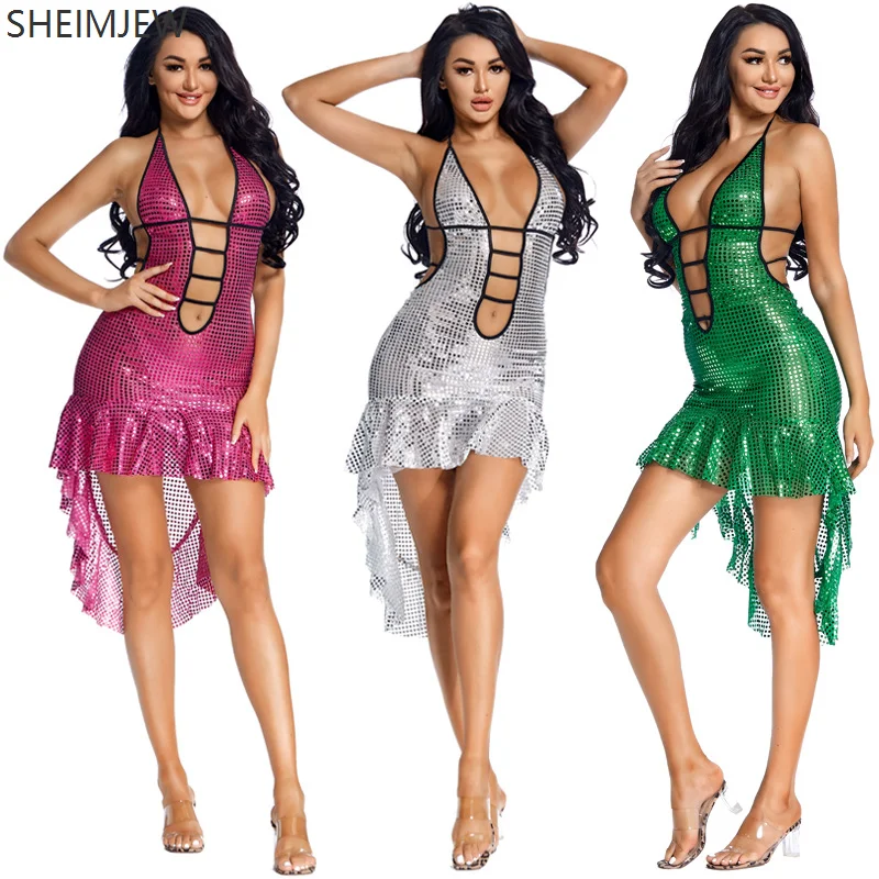 

Halloween Sequined Backless Navel Dress Adult Women Sexy Club Costume Cosplay Costume Carnival Party Stage Performance Gown 2025