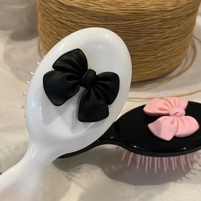 Handle Cartoon Air Comb Simple Scalp Massage Anti Static Pocket Hair Brush Girl Heart Blood Circulation Smoothly Bow Comb Women