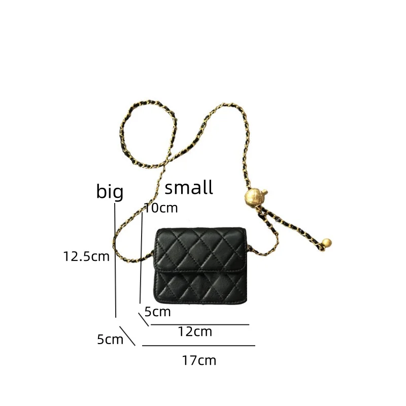 New Women Bags Golden Ball Small Bag Waist Bag Small Fragrant Wind Mini Chain Bag Korean Leisure Versatile Square Crossbody Bags