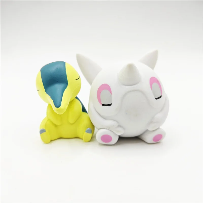 البوكيمون اليابان غاشابون لعبة الكبسولات تمثال لطيف Cyndaquil جديد ورقة القط النوم دمية عمل نموذج لجسم هدية #5