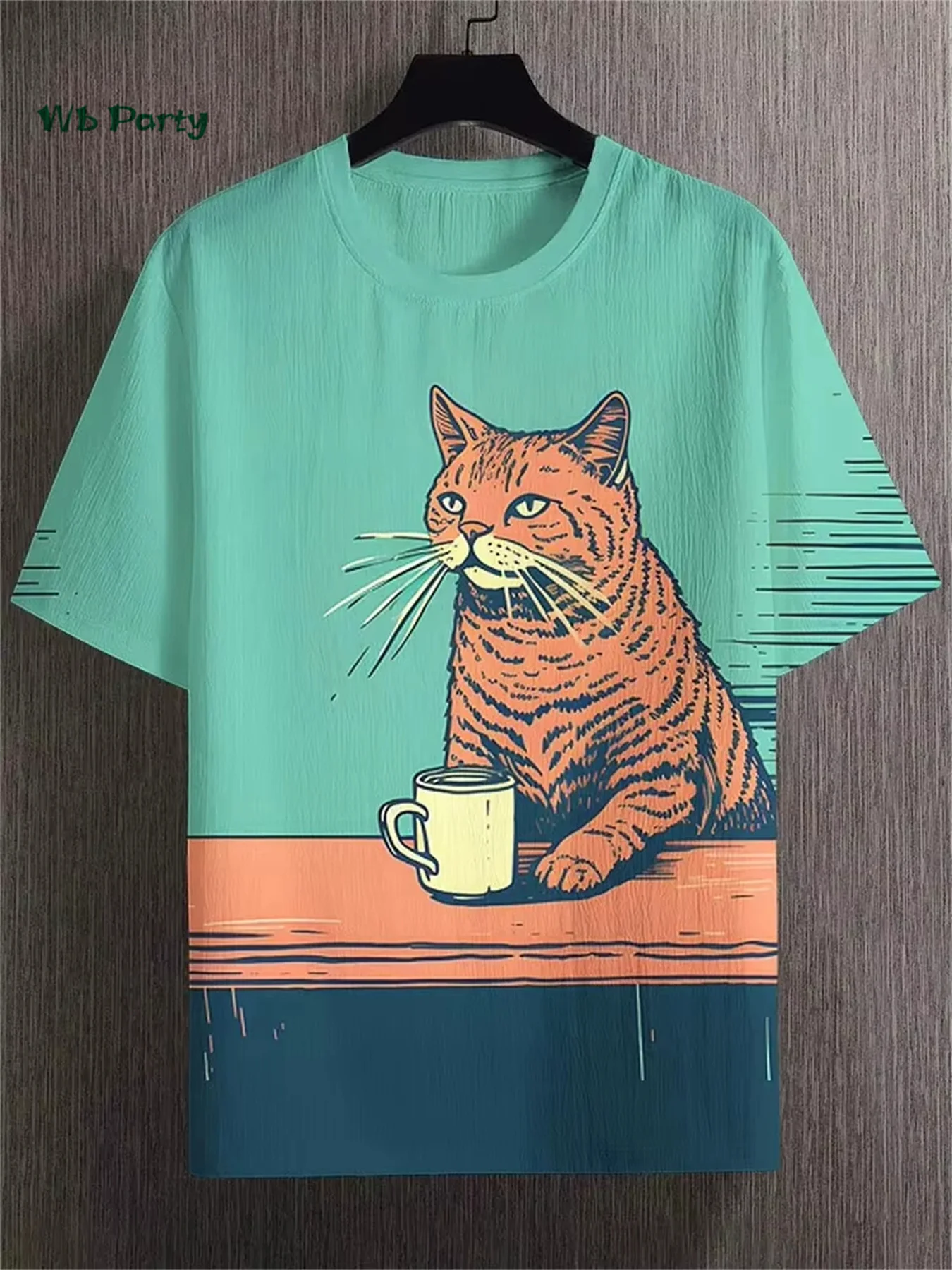 الرجال مضحك تي شيرت مطبوع ثلاثية الأبعاد الحيوان القط مطبوعة قصيرة الأكمام قميص المتضخم عادية ملابس الحفلات الصيف في الهواء الطلق ملابس للرجال #4