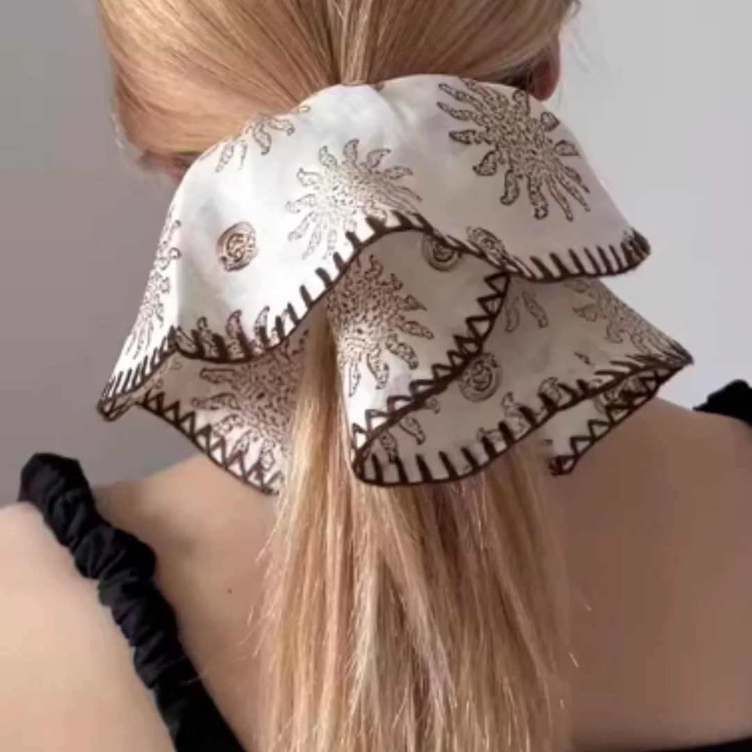 Große Overlock-Haargummis, 30 cm, Ramie-Ozean-Stil, Retro-Sonnenblumen-Haargummis, Strandurlaub, vielseitiger modischer Haarschmuck