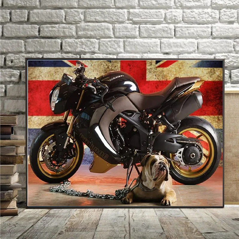 Diamond Painting 5D Moto Retrò 40x60 Cm | Kit Completo Tela HD Perline
