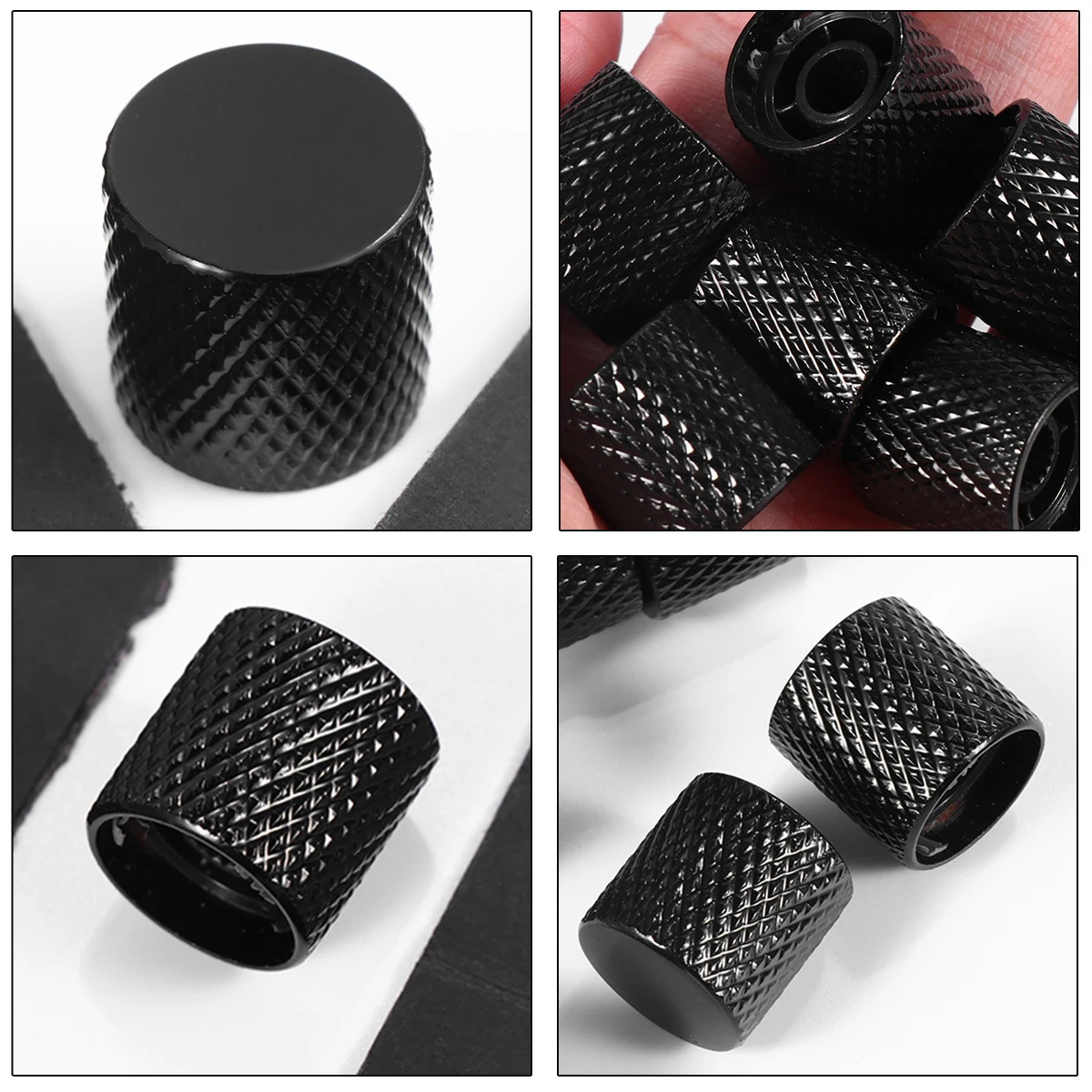 

6PCS 6MM Electric Guitar Metal Knob Durable Bass Metal Flat Tone Knob Electric Guitar Accessory (Black)