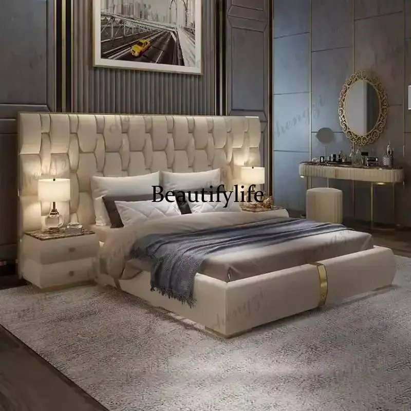 Modern Australia Double Bed Size Couples Large Frame Luxury Double Bed Adults Modern Metal Cama Matrimonial Furniture For Home