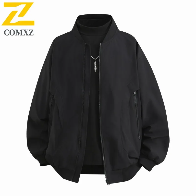 

Casual Pilot Jacket Men's Outdoor Sports Workwear Style Solid Color Versatile Baseball Design Durable Water Resistant Fashion